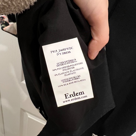 ERDEM Ivy Black Floral Half Sleeve Scuba Dress - US Size 6 - Picture 7 of 11